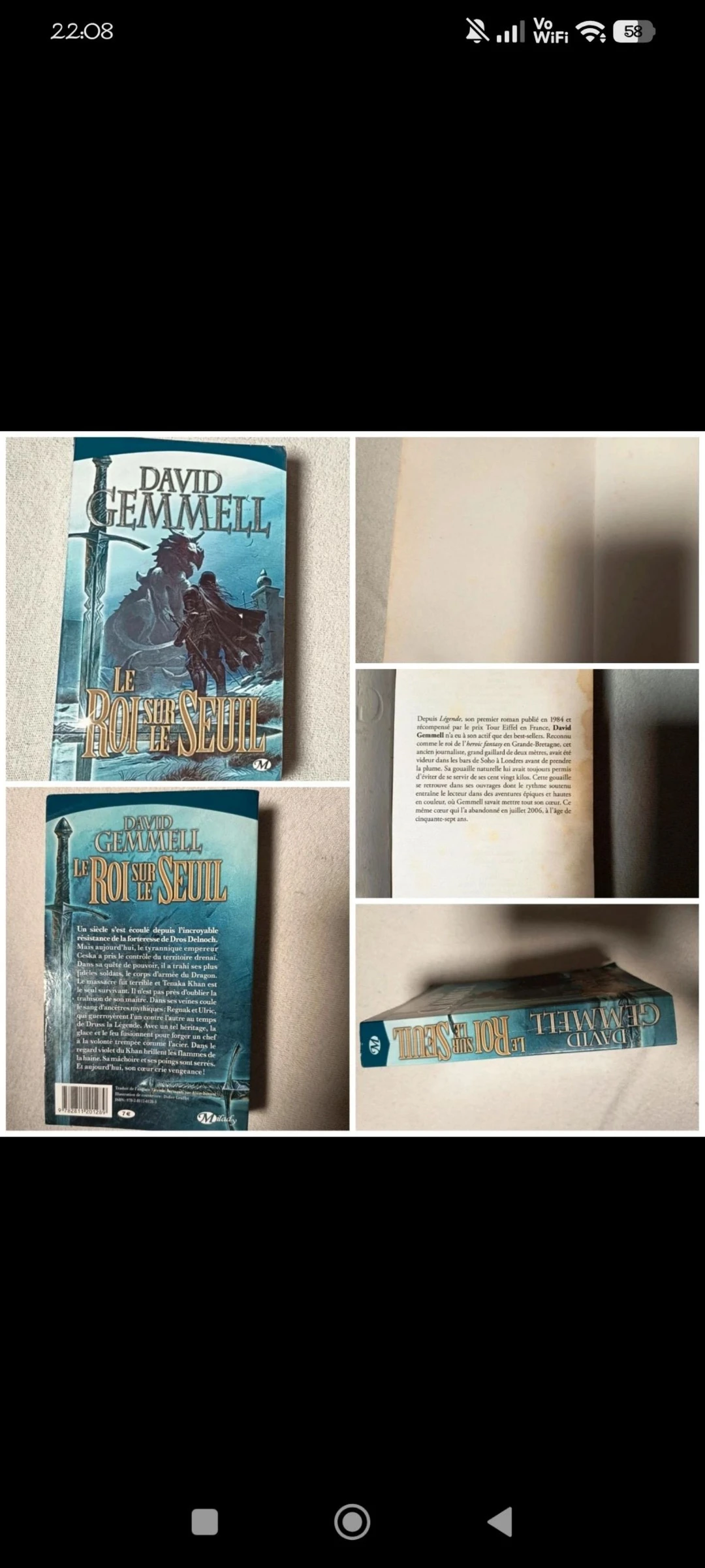 Livre Le Roi sur le Seuil – David Gemmell (Fantasy)